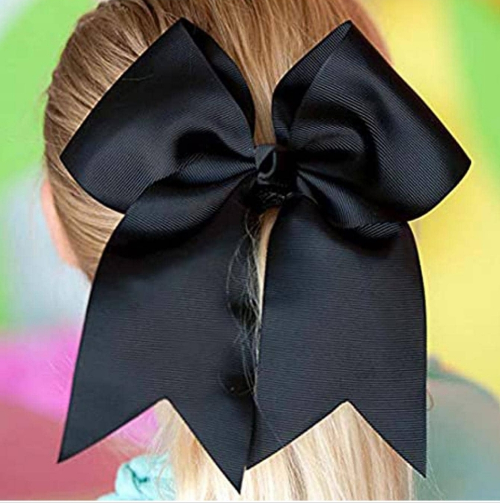 1 Chic Black Hair Bow Clip New For Women/Kids Cheer Leaders Ect.